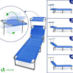Folding Sun Loungers Textilene Reclining Sunbed with Adjustable (Set of 2)