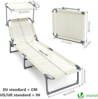 Folding Sun Loungers Textilene Reclining Sunbed with Adjustable (Set of 2)