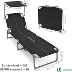 Folding Sun Loungers Textilene Reclining Sunbed with Adjustable (Set of 2)