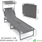 Folding Sun Loungers Textilene Reclining Sunbed with Adjustable (Set of 2)
