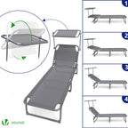 Folding Sun Loungers Textilene Reclining Sunbed with Adjustable (Set of 2)