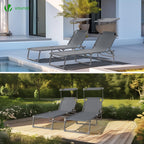Folding Sun Loungers Textilene Reclining Sunbed with Adjustable (Set of 2)