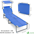 Folding Sun Loungers Textilene Reclining Sunbed with Adjustable (Set of 2)