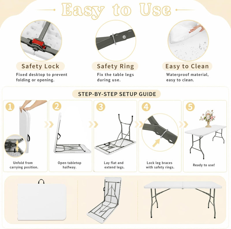 Folding Table 8FT Camping