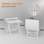 Folding Table with Monitor Stand Foldable Computer Desk