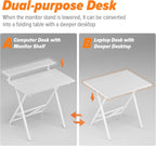 Folding Table with Monitor Stand Foldable Computer Desk
