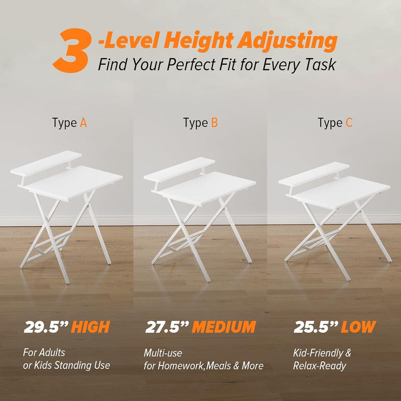 Folding Table with Monitor Stand Foldable Computer Desk