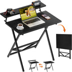 Folding Table with Monitor Stand Foldable Computer Desk