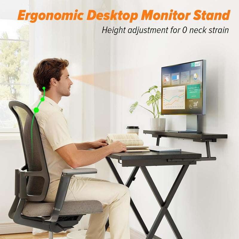 Folding Table with Monitor Stand Foldable Computer Desk