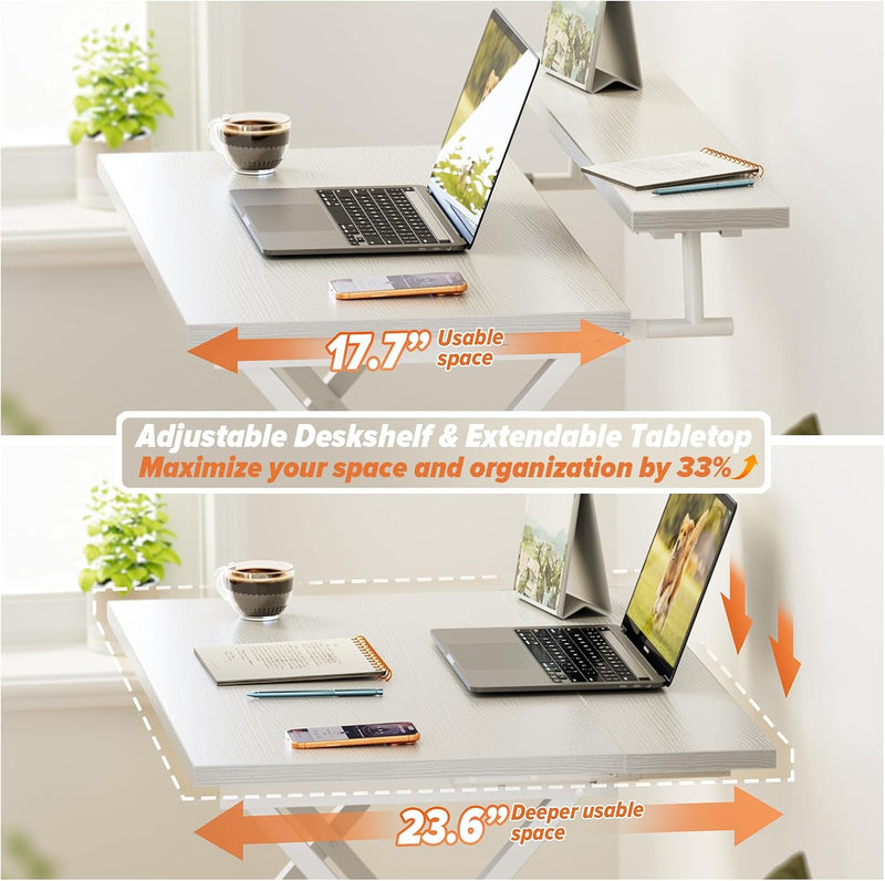 Folding Table with Monitor Stand Foldable Computer Desk