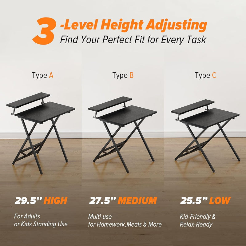 Folding Table with Monitor Stand Foldable Computer Desk