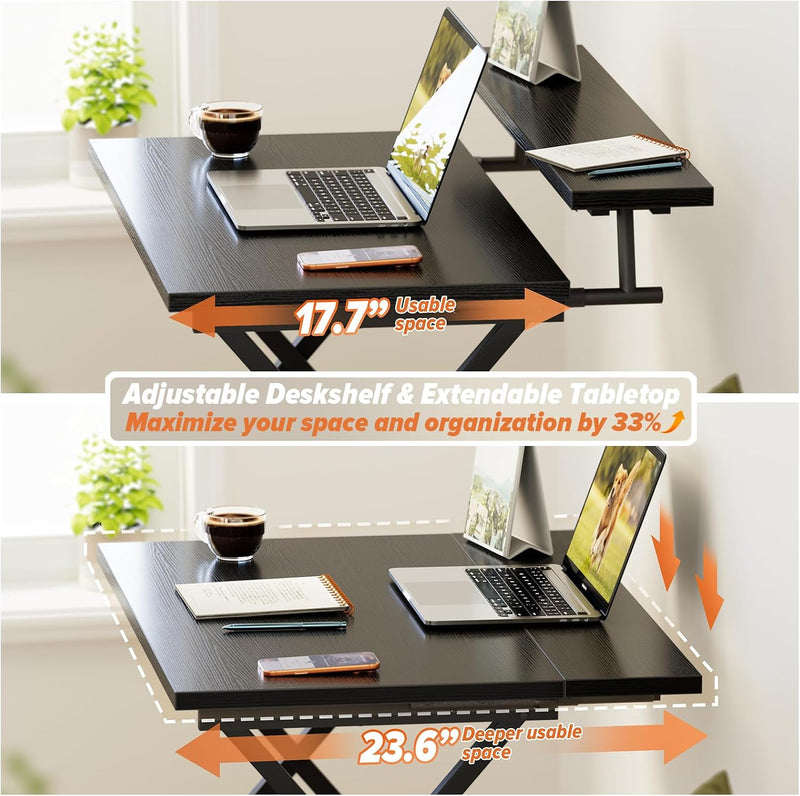 Folding Table with Monitor Stand Foldable Computer Desk