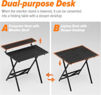 Folding Table with Monitor Stand Foldable Computer Desk