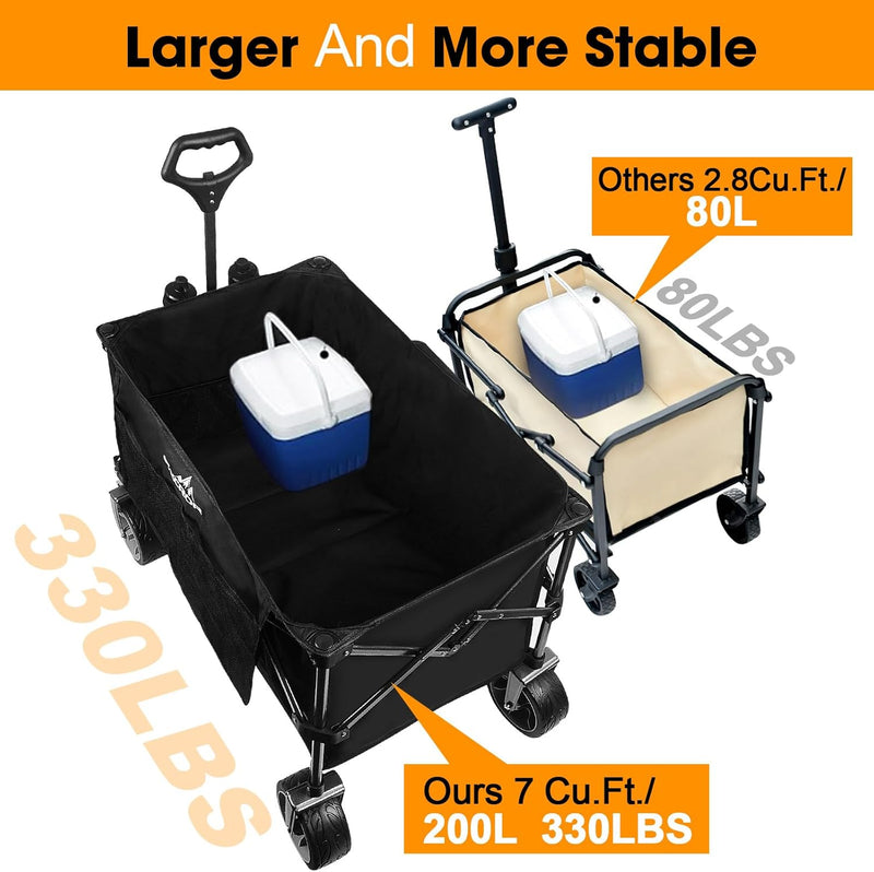 Folding Trolley Cart 200L Collapsible Wagon 330 Lbs