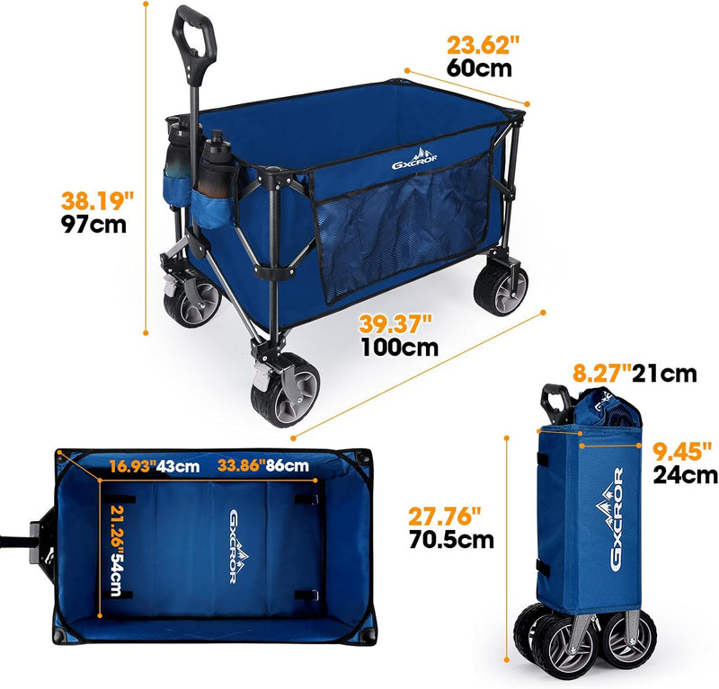 Folding Trolley Cart 200L Collapsible Wagon 330 Lbs