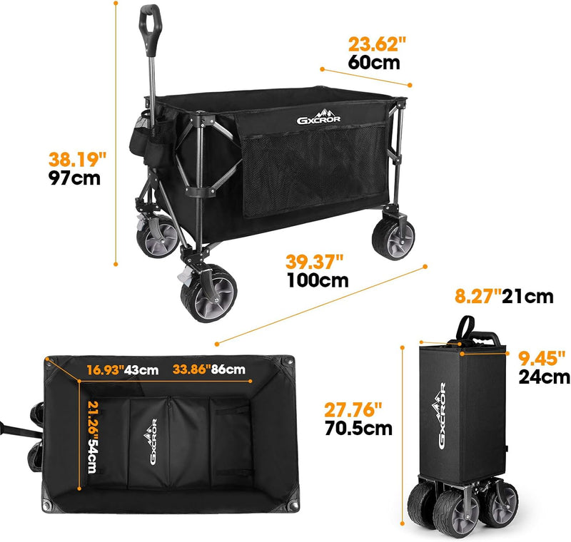 Folding Trolley Cart 200L Collapsible Wagon 330 Lbs