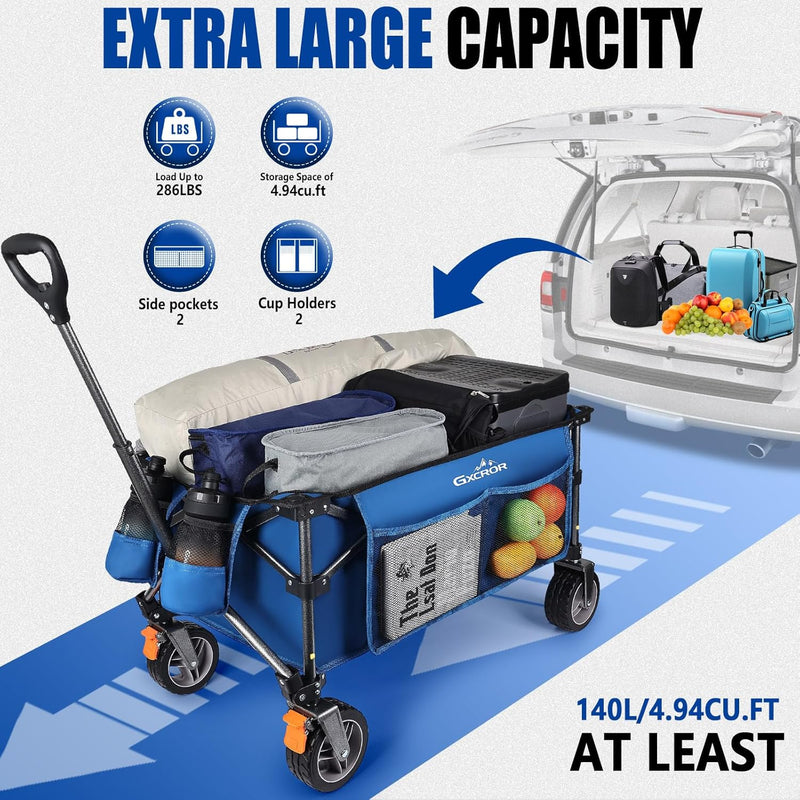 Folding Trolley Cart 200L Collapsible Wagon 330 Lbs