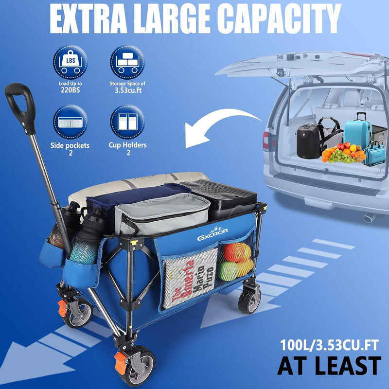 Folding Trolley Cart 200L Collapsible Wagon 330 Lbs