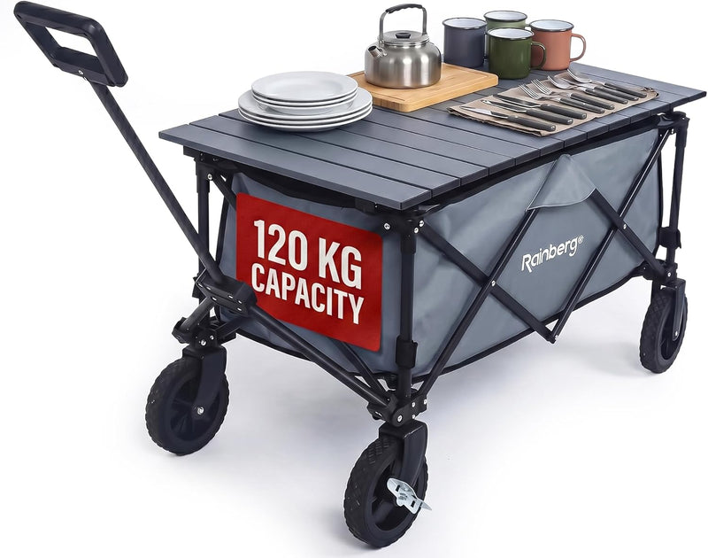 Folding Trolley on Wheels Table Top Cart