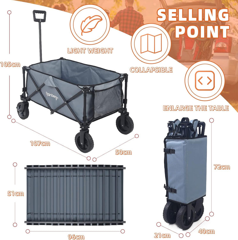 Folding Trolley on Wheels Table Top Cart