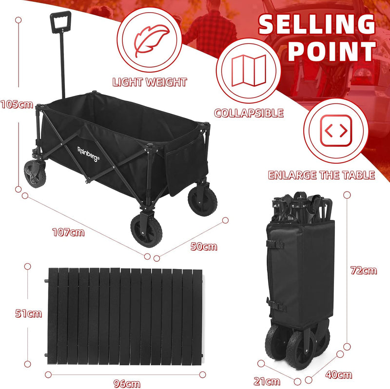 Folding Trolley on Wheels Table Top Cart