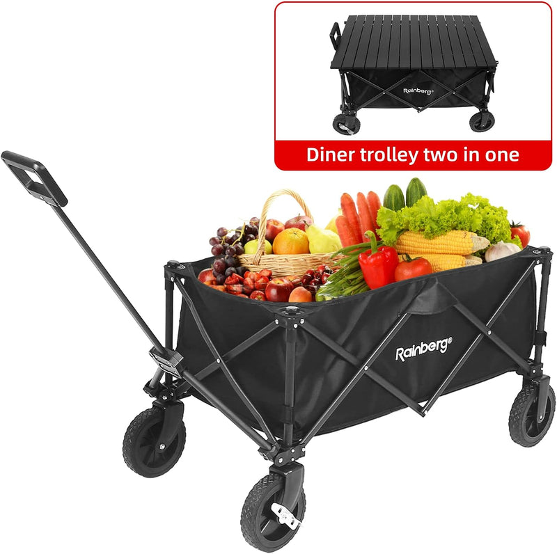 Folding Trolley on Wheels Table Top Cart