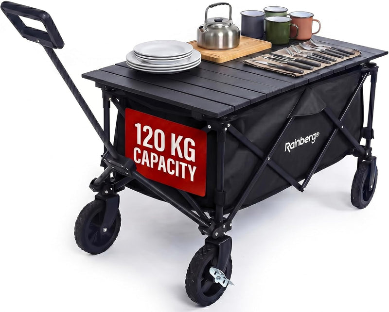 Folding Trolley on Wheels Table Top Cart
