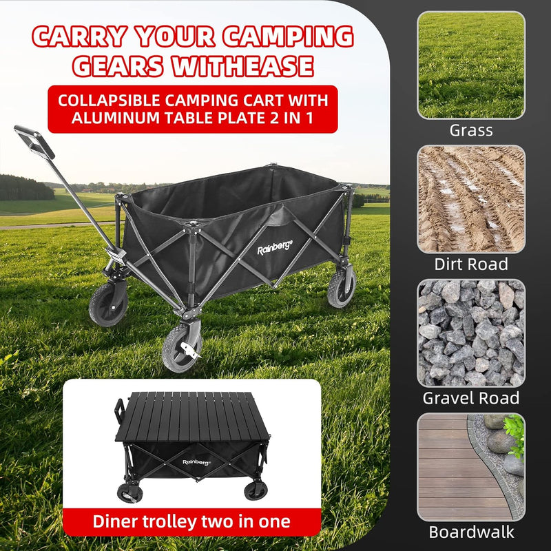 Folding Trolley on Wheels Table Top Cart