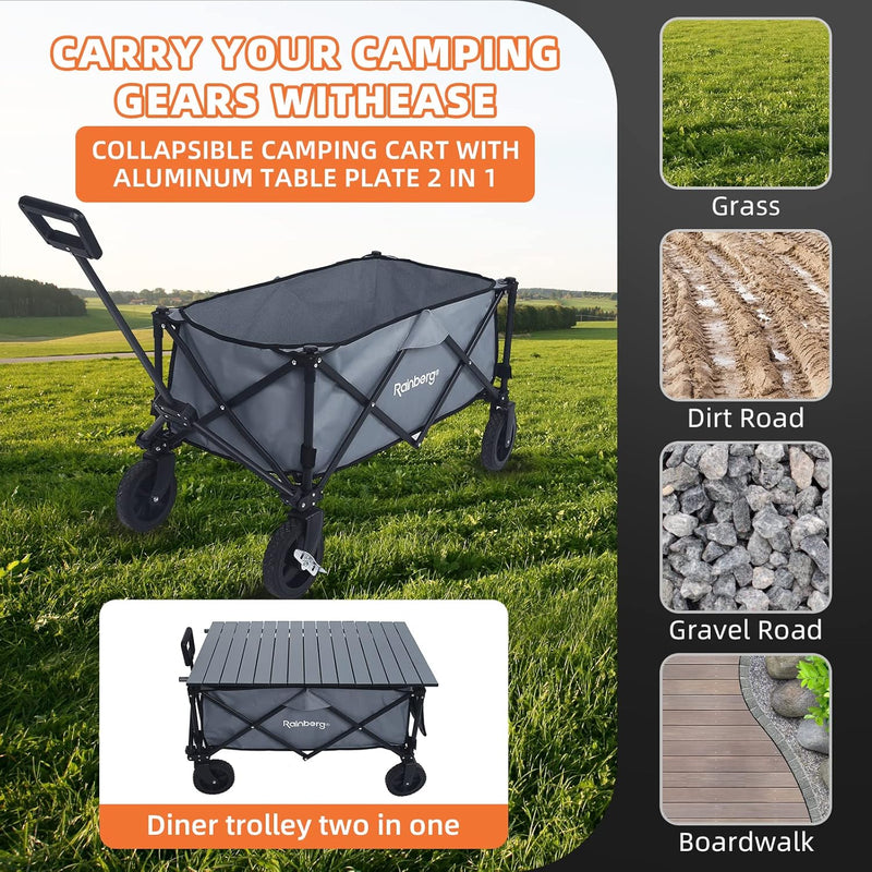 Folding Trolley on Wheels Table Top Cart