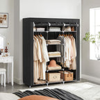 Folding Wardrobe Fabric Cabinet Foldable Coat Rack