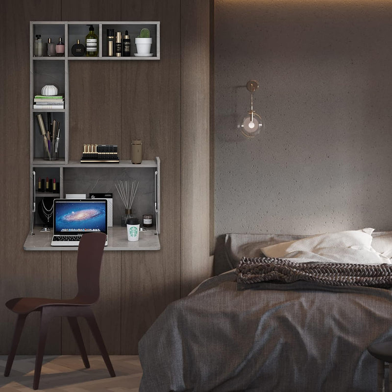 Folding Wooden Wall Mounted Drop Leaf Table Space