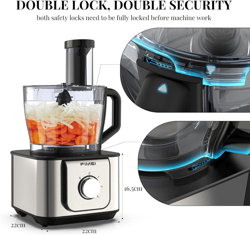 Multifunctional Food Processor 1100W 3.2L Chopper 1.5L Blender