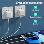 For Iphone Charger Fast Charge Pd 20W Apple (2Pack)