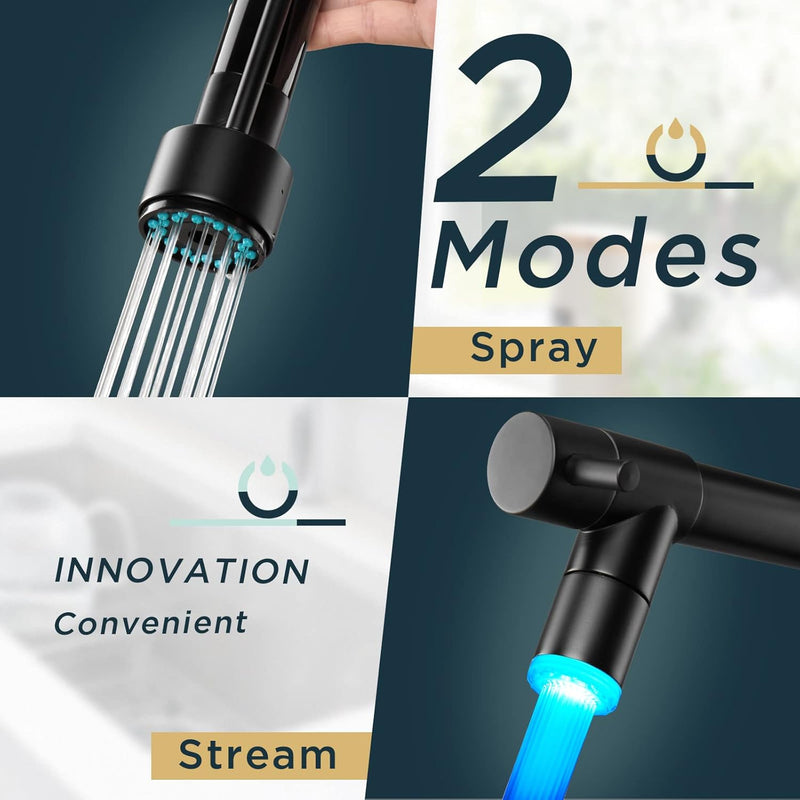 LED Kitchen Tap Mixer Taps with Two Spouts