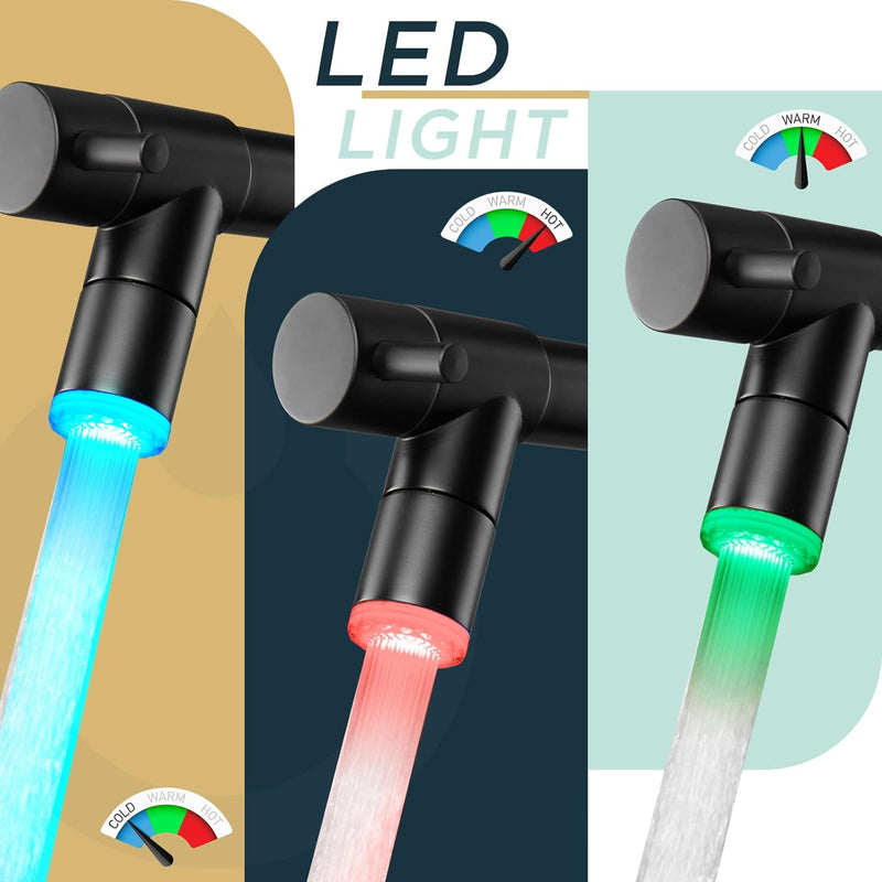 LED Kitchen Tap Mixer Taps with Two Spouts