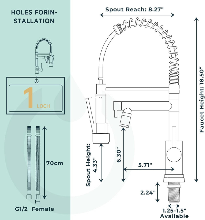 LED Kitchen Tap Mixer Taps with Two Spouts