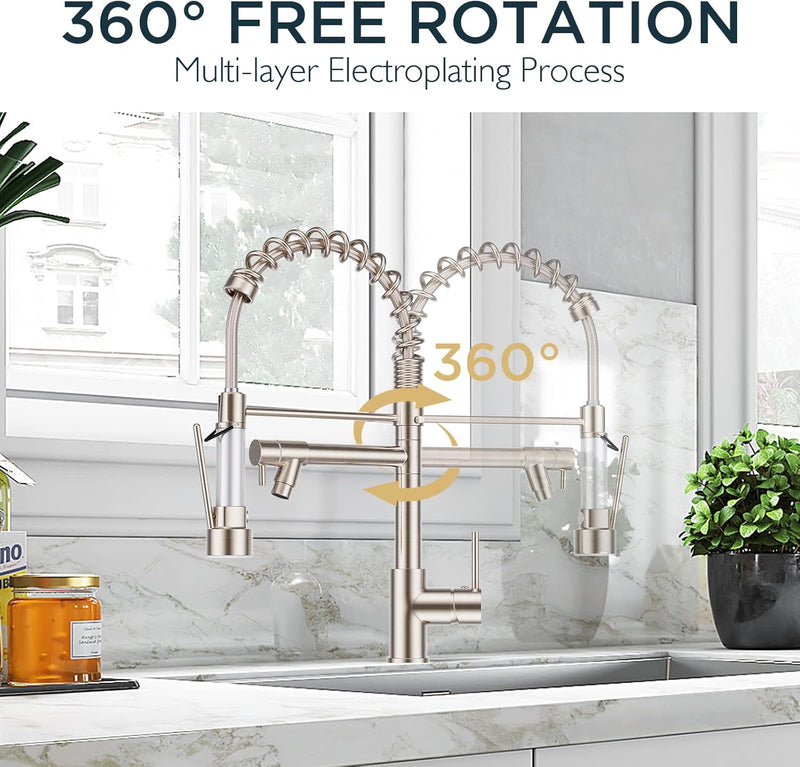 LED Kitchen Tap Mixer Taps with Two Spouts