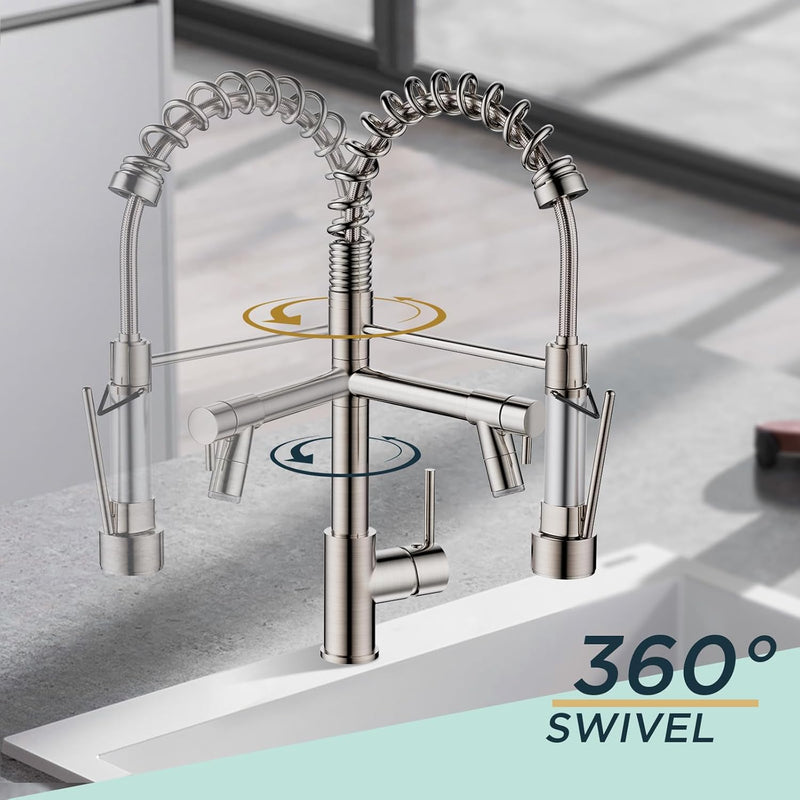 LED Kitchen Tap Mixer Taps with Two Spouts