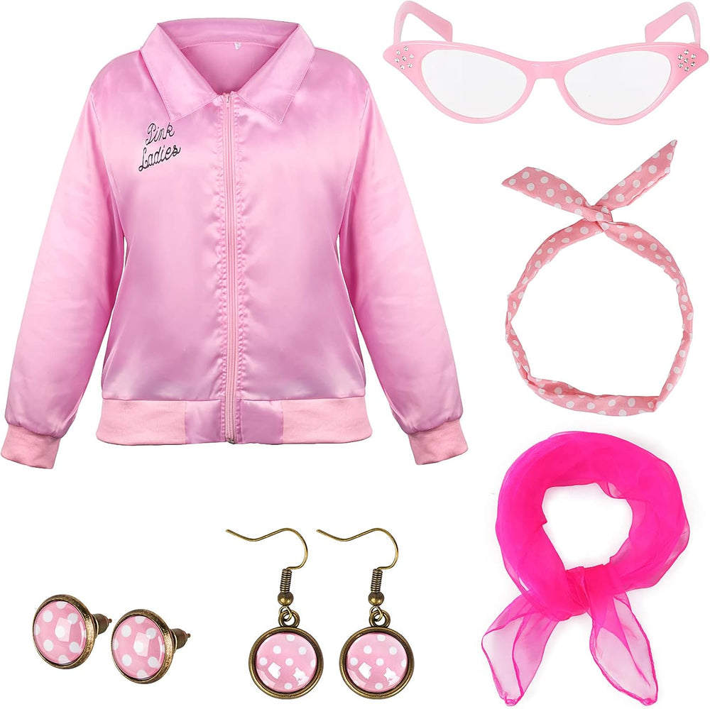 Fowecelt Ladies Fancy Dress Jacket Grease 1950s Accessories