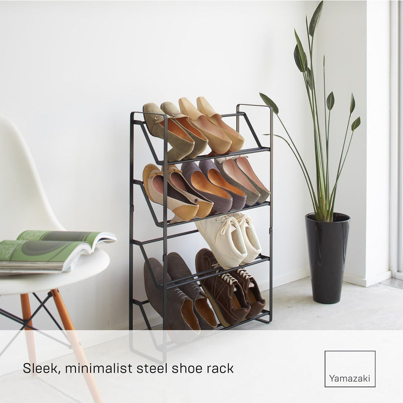 Frame 4-Tiered Slim Shoe Rack Steel Minimalist Design