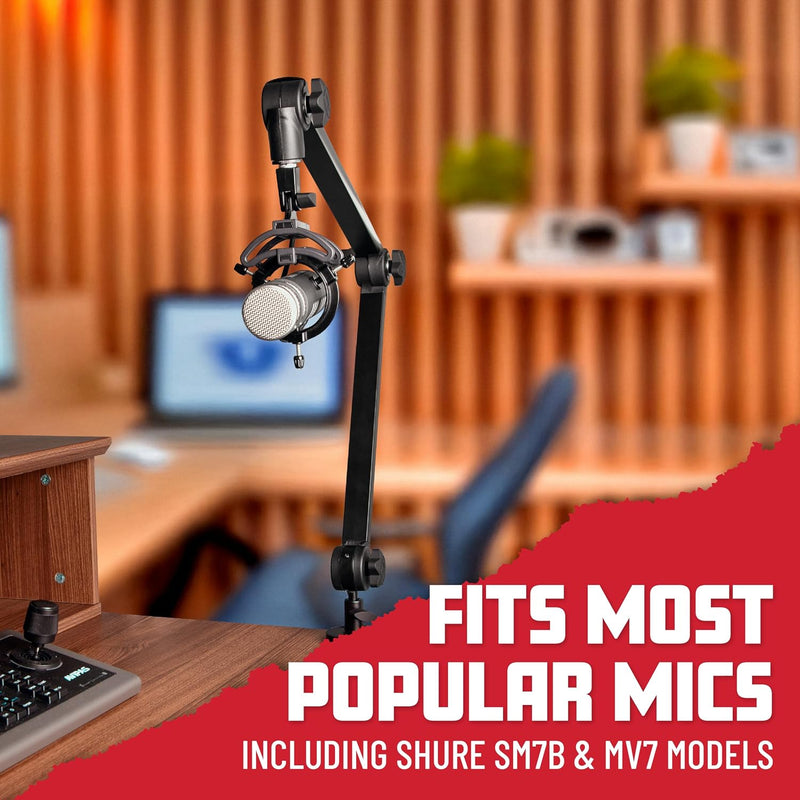 Frameworks Deluxe Desk-Mounted Broadcast Microphone Boom Stand