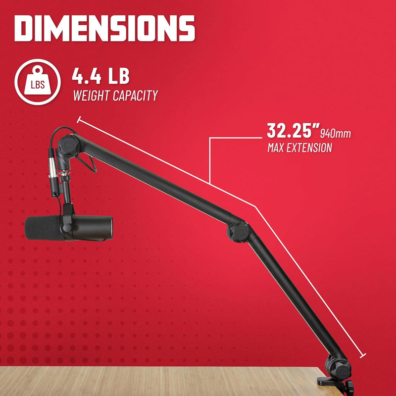 Frameworks Deluxe Desk-Mounted Broadcast Microphone Boom Stand