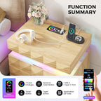 Fredees LED Bedside Table with Charging Station 3