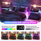 Fredees LED Bedside Table with Charging Station 3