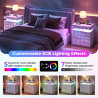 Fredees LED Bedside Table with Charging Station 3