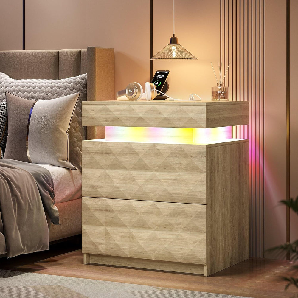 Fredees LED Bedside Table with Charging Station 3