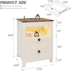 Fredees LED Bedside Table with Hidden Drawer Cabinet