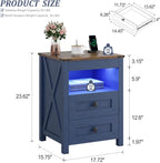 Fredees LED Bedside Table with Hidden Drawer Cabinet