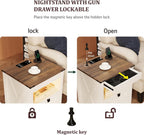 Fredees LED Bedside Table with Hidden Drawer Cabinet