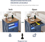 Fredees LED Bedside Table with Hidden Drawer Cabinet